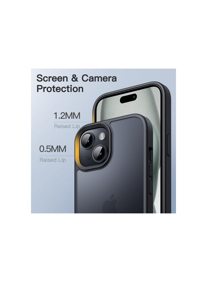 JETech Matte Case for iPhone 15 Plus 6.7-Inch, Shockproof Military Grade Drop Protection, Frosted Translucent Back Phone Cover, Anti-Fingerprint (Black) - Image 2