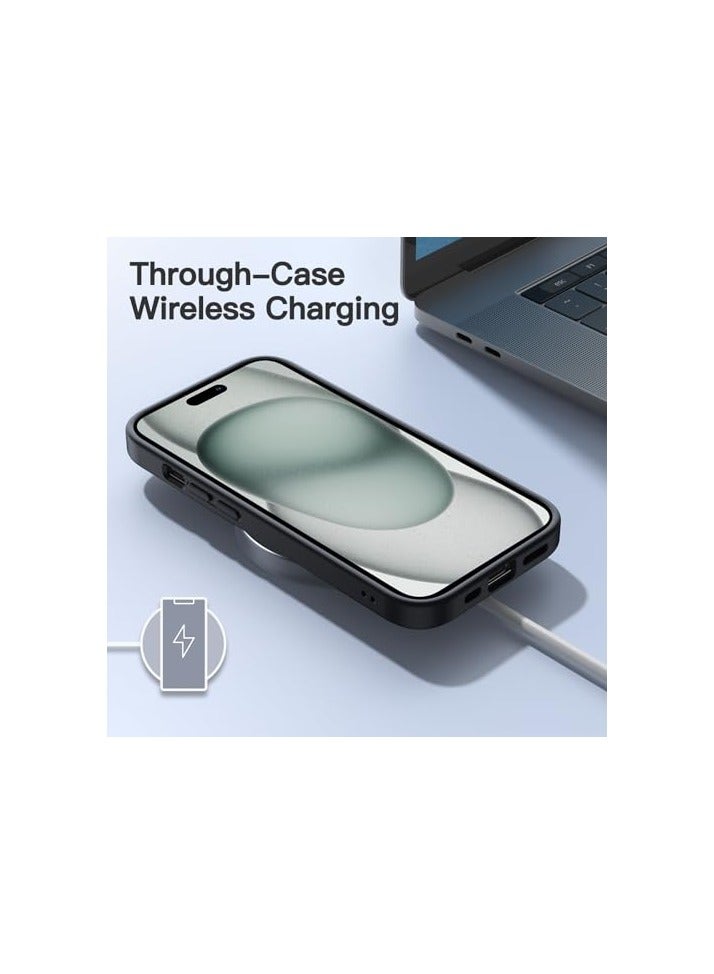 JETech Matte Case for iPhone 15 Plus 6.7-Inch, Shockproof Military Grade Drop Protection, Frosted Translucent Back Phone Cover, Anti-Fingerprint (Black) - Image 3