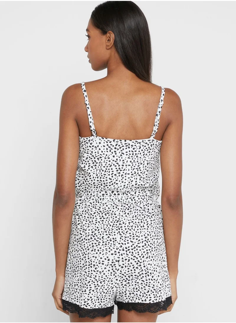 Ivory Rose Mono Animal Print Playsuit