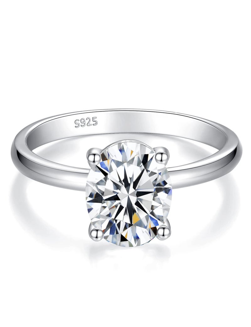 IMOLOVE Moissanite Oval Engagement Rings for Women 2CT Oval Ring Sterling Silver 18K White Gold Plated Solitaire Engagement Ring Promise Ring Wedding Ring for Her-70 - Image 1