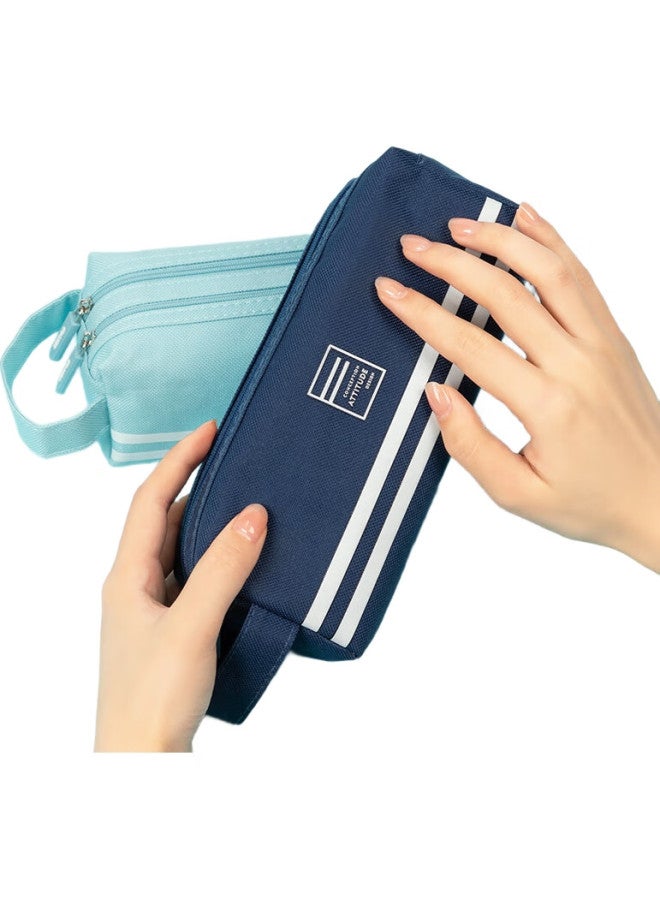 Deli Large Capacity Pencil Case, Handheld Multi-Layer Stationery Box/Multifunctional Oxford Cloth Pencil Storage Bag, Deep Sea Blue Back-To Gift - Image 1