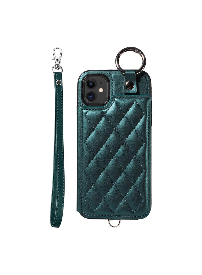 Zaboon Case For iPhone 11 Rhombic Texture Card Bag Phone Case with Short Lanyard - Image 1