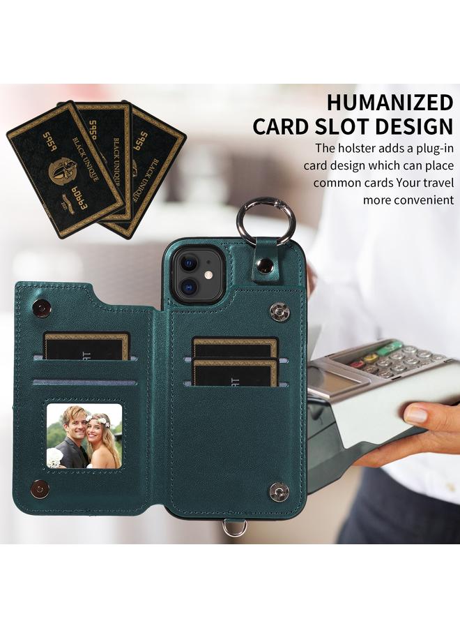 Zaboon Case For iPhone 11 Rhombic Texture Card Bag Phone Case with Short Lanyard - Image 4