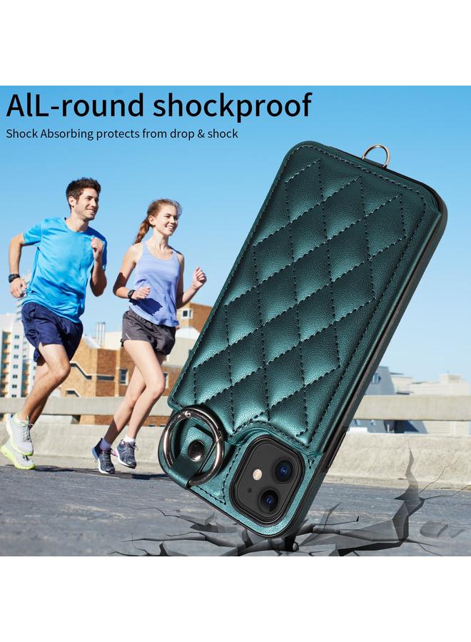 Zaboon Case For iPhone 11 Rhombic Texture Card Bag Phone Case with Short Lanyard - Image 2