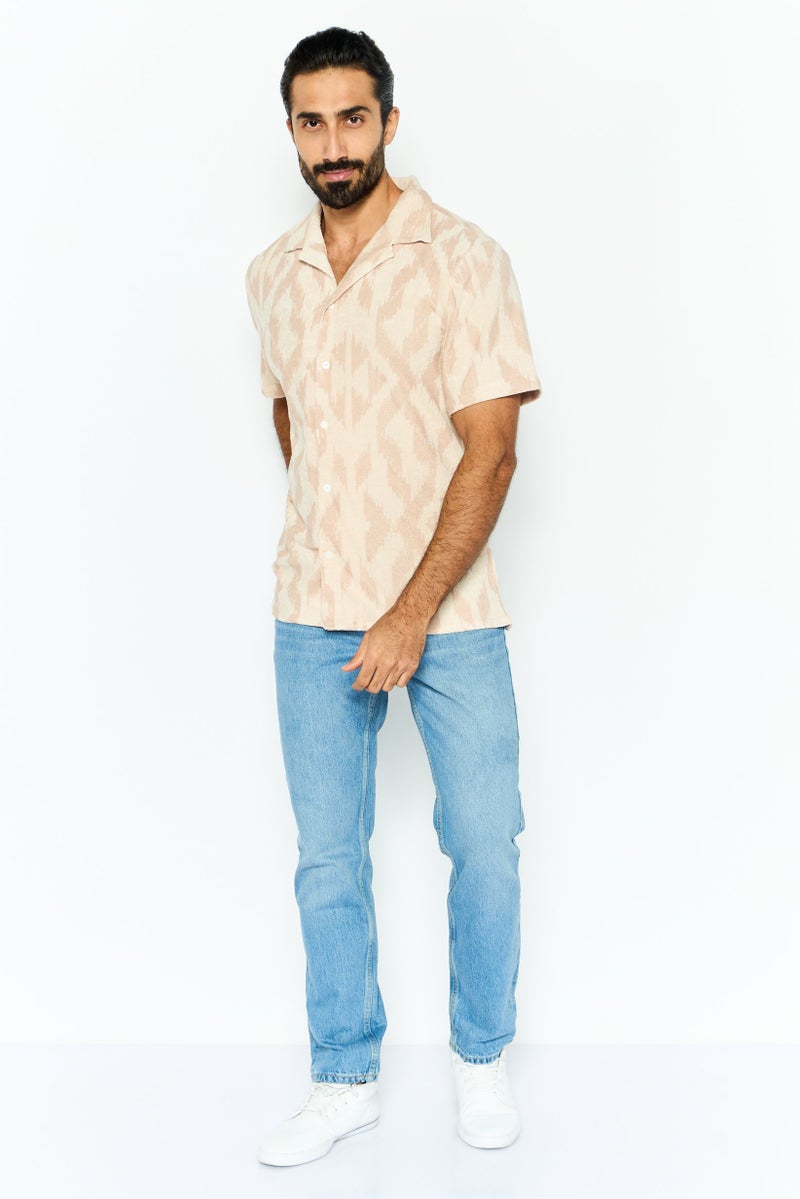 Original Paperbacks Men Regular Fit Short Sleeves Textured Casual Shirt, Multicolor - Image 2