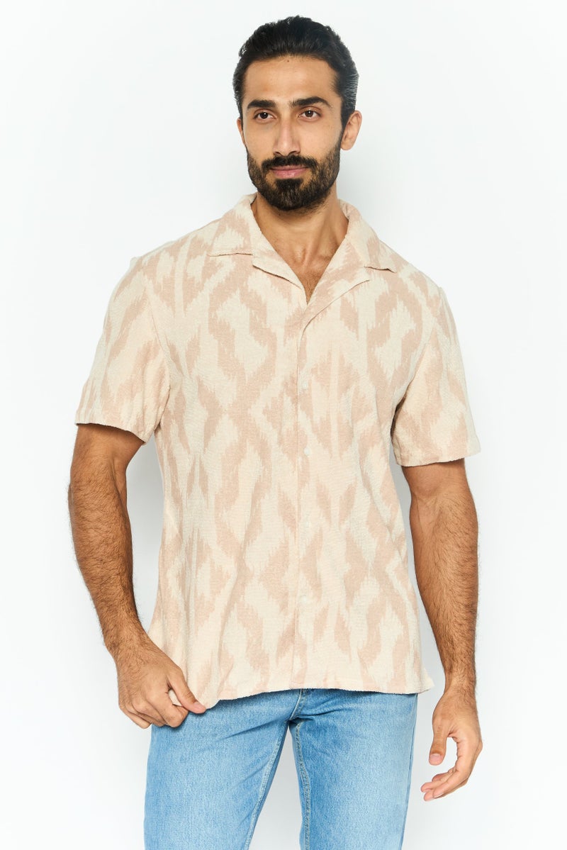 Original Paperbacks Men Regular Fit Short Sleeves Textured Casual Shirt, Multicolor - Image 1