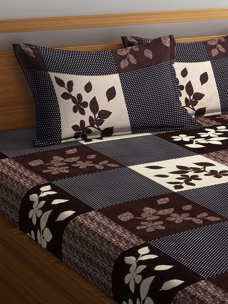 Fashion String 144 TC Microfibre Brown Double Bedsheet with 2 Pillow Covers - Image 5