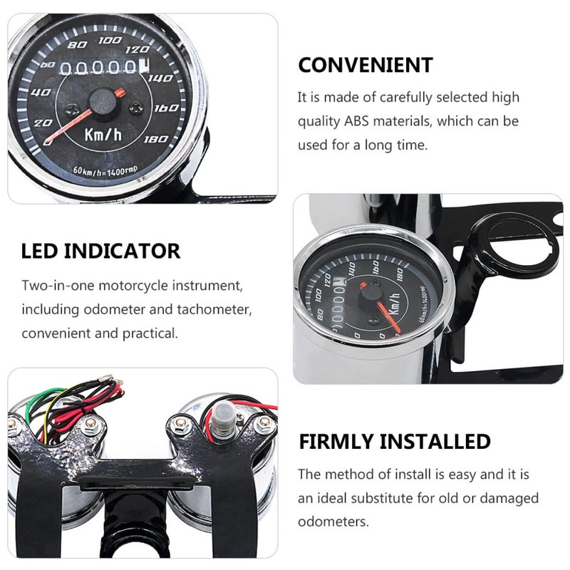Motorcycle 12v Two-in-one Speedometer Tachometer Odometer LED Gauge with Bracket Universal Fit for Motorbike Accessories - Image 3