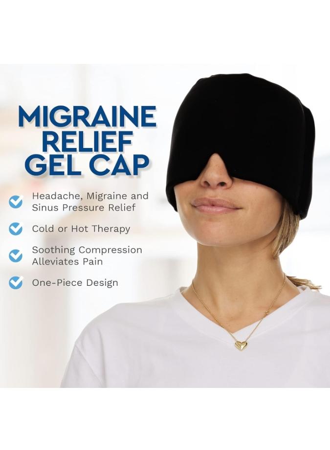 general Migraine Relief Cap, Gel Headache Relief Hat, Migraine Ice Head Wrap, Reusable Cold/Hot Therapy, Long Lasting Cooling Eye Mask Stress Headaches for Puffy Eyes, Tension, Sinus - Image 4