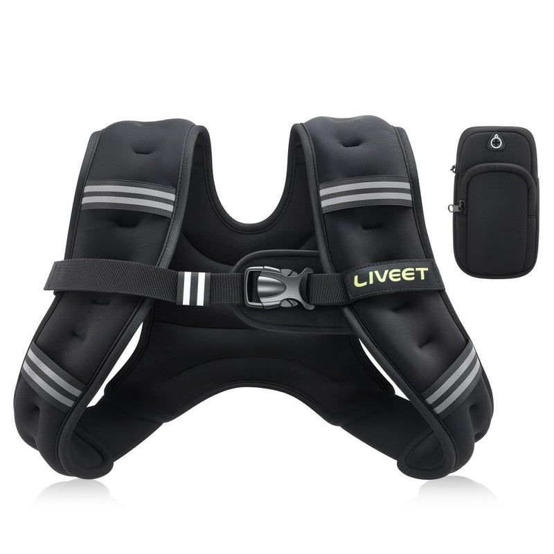 Liveet Weighted Vest, Weighted Vest for Women Men, 10lb Weight Vest with Pocket Reflective Strips Adjustable Buckle Straps SGS Certified Weight Vest for Walking Running Strength Training Cardio Workout - Image 1