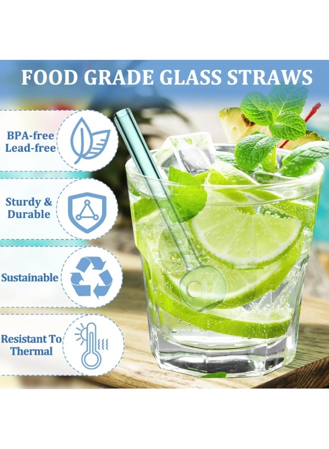8 Pcs Glass Straws Shatter Resistant, 10cm Short Reusable Glass Straw with Cleaning Brush, Dishwasher Safe, Drinking Straws Perfect for Smoothies, Coffee, Juice - Image 3
