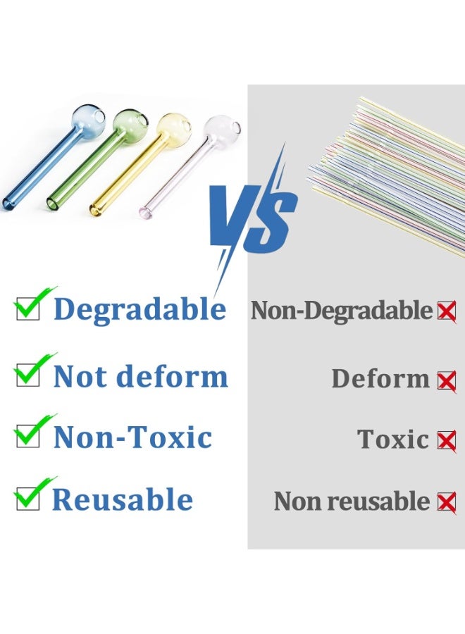 8 Pcs Glass Straws Shatter Resistant, 10cm Short Reusable Glass Straw with Cleaning Brush, Dishwasher Safe, Drinking Straws Perfect for Smoothies, Coffee, Juice - Image 5