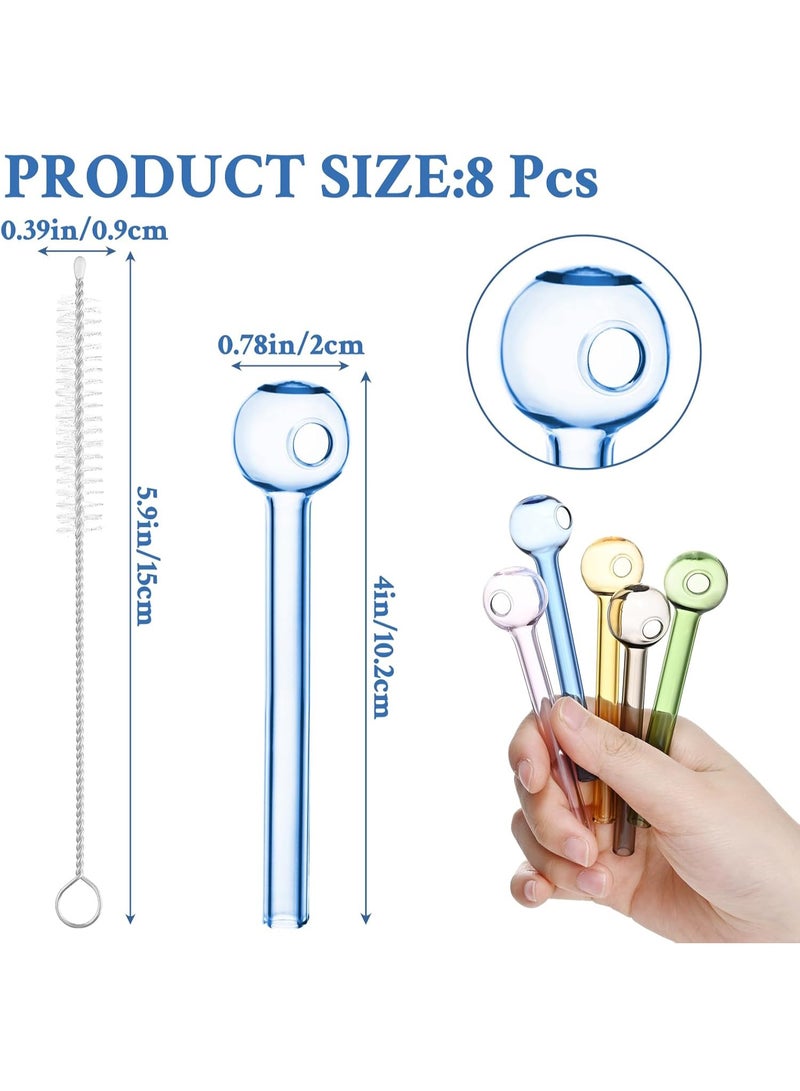 8 Pcs Glass Straws Shatter Resistant, 10cm Short Reusable Glass Straw with Cleaning Brush, Dishwasher Safe, Drinking Straws Perfect for Smoothies, Coffee, Juice - Image 2