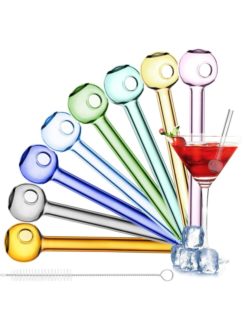 8 Pcs Glass Straws Shatter Resistant, 10cm Short Reusable Glass Straw with Cleaning Brush, Dishwasher Safe, Drinking Straws Perfect for Smoothies, Coffee, Juice - Image 1