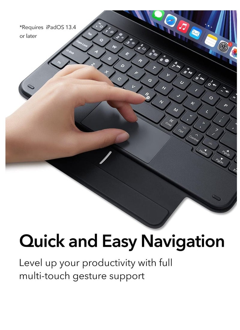 ESR - iPad Keyboard Case for iPad Pro 11 inch and iPad Air Easy-Set Floating Cantilever Stand Multi Touch Trackpad Backlit Keys Magic Black - Image 1