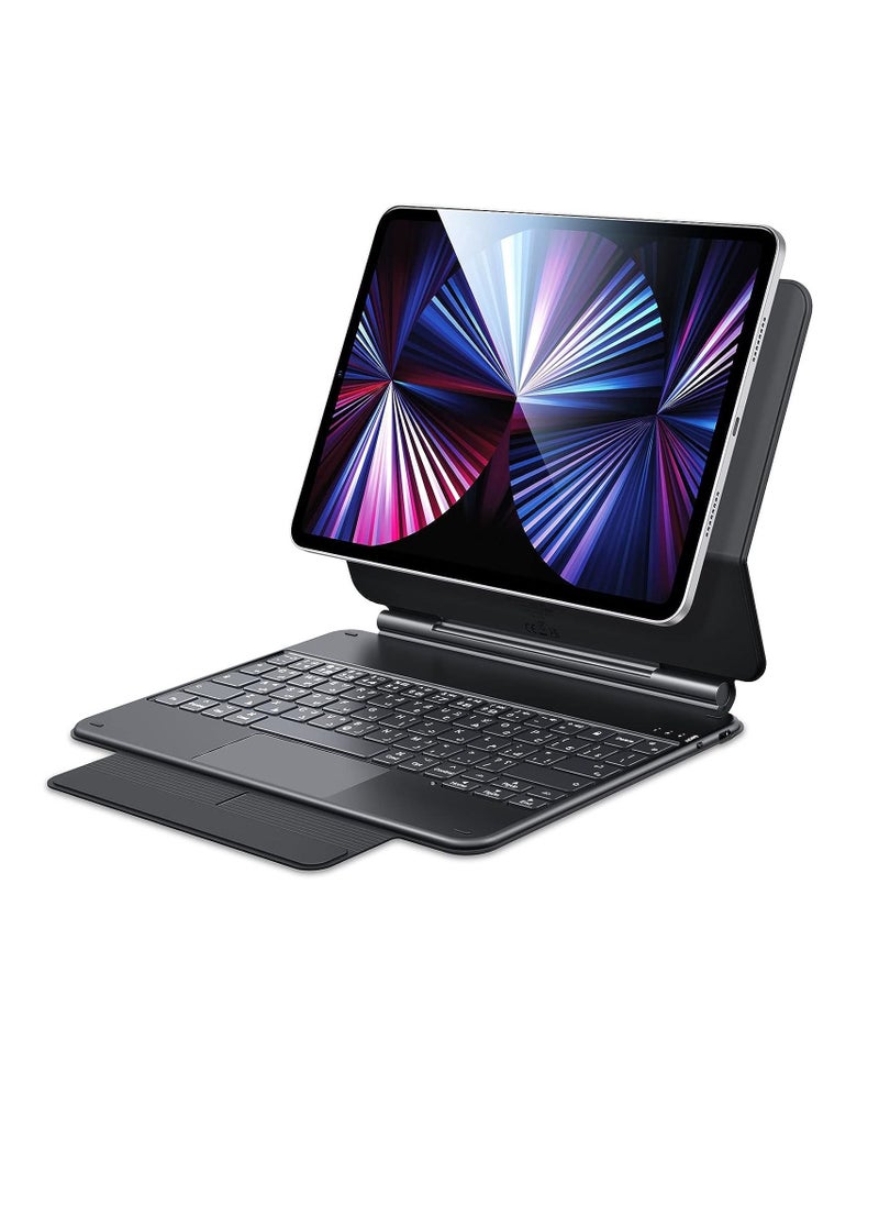 ESR - iPad Keyboard Case for iPad Pro 11 inch and iPad Air Easy-Set Floating Cantilever Stand Multi Touch Trackpad Backlit Keys Magic Black - Image 1