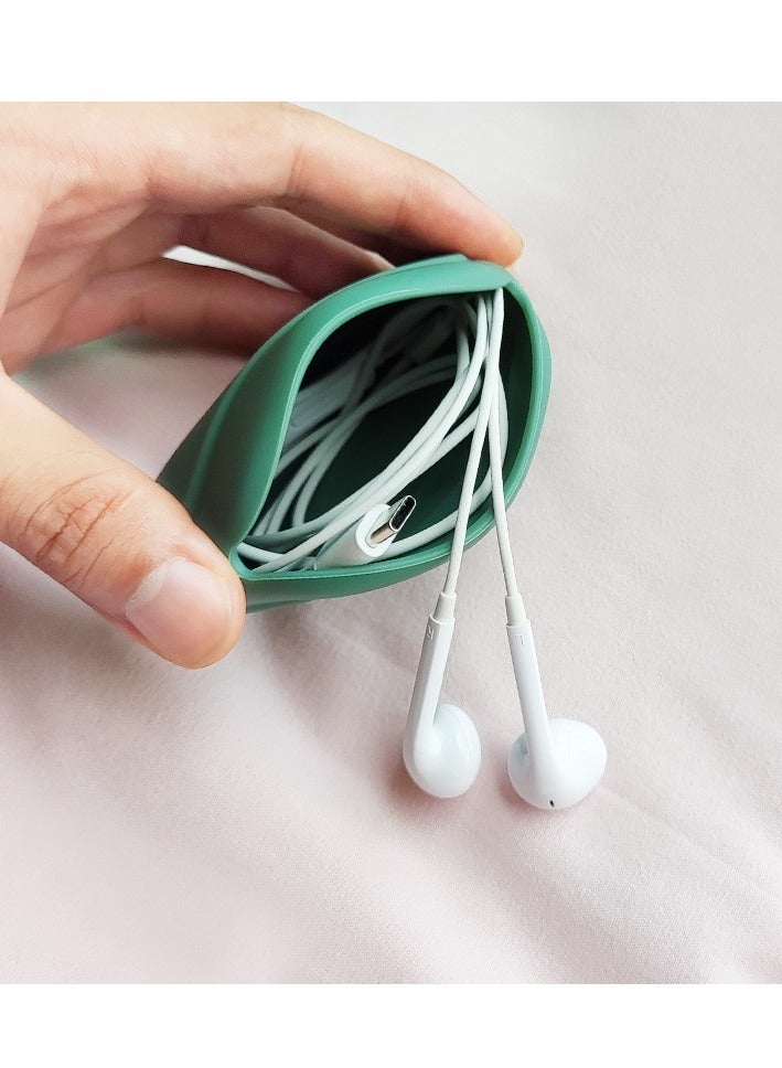 Silicone Headphone Organizer-Data Cable Storage Case-Mini Key Box-Portable Wired Headphone Organizer (Green) - Image 2
