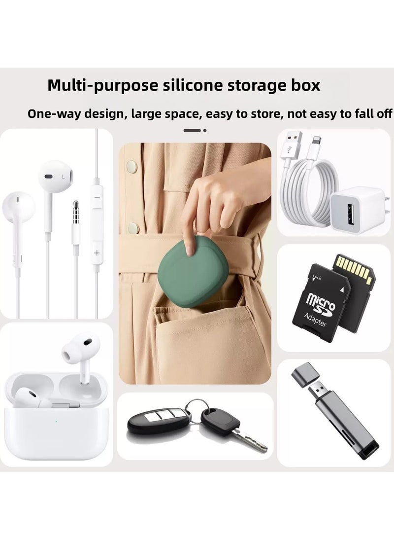 Silicone Headphone Organizer-Data Cable Storage Case-Mini Key Box-Portable Wired Headphone Organizer (Green) - Image 3