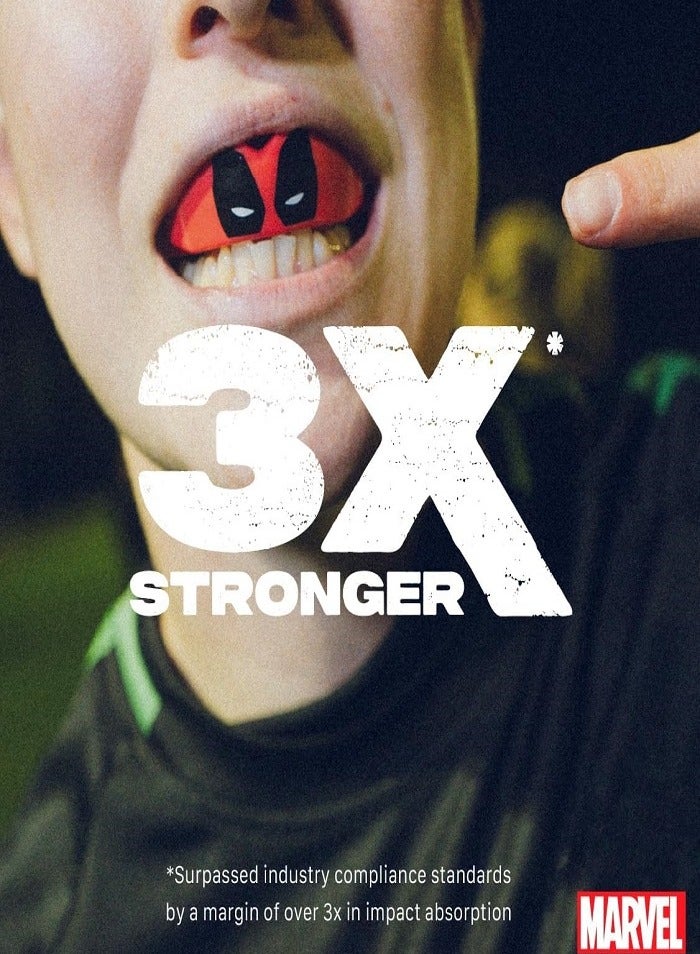 مارفل واقي فم رياضي من ديدبول، طبقة مزدوجة، حماية فائقة، واقي للثة للبالغين مع جراب للملاكمة، وفنون القتال المختلطة، والرجبي، وفنون الدفاع عن النفس، والجودو، وجميع الرياضات التي تتطلب التلامس الجسدي - Image 2