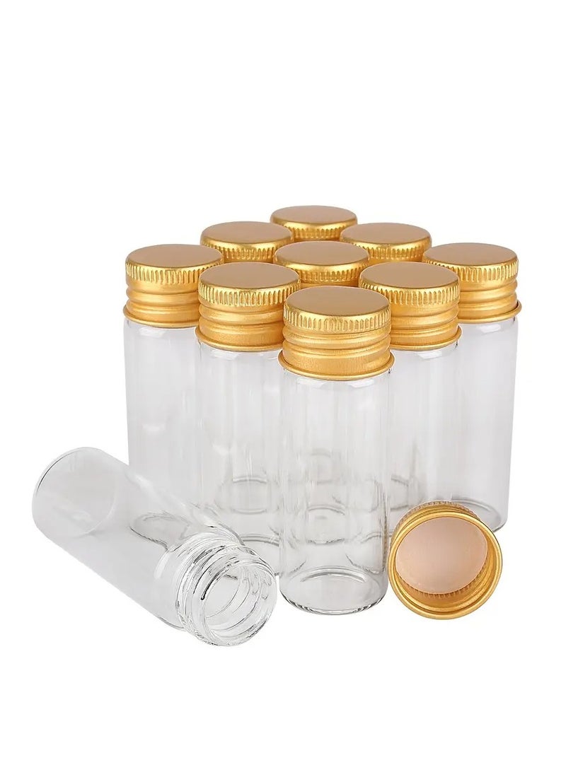 12 Pieces Clear Small Empty Sample Glass Bottles with Aluminum Caps, Airtight Glass Jars, Wish Bottle for Party Favors - Image 2