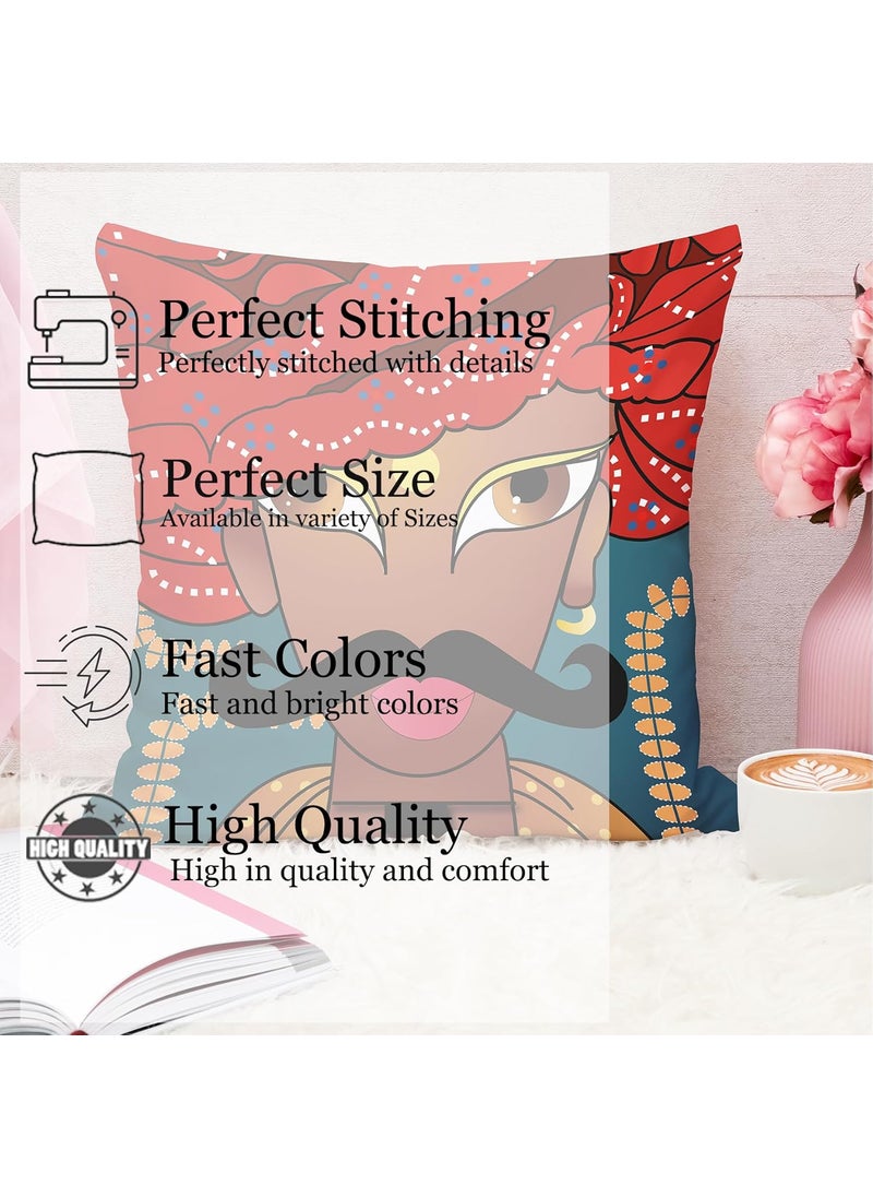 Brand - Umi Umi Rajasthani Culture Printed Polycotton Cushion Cover Set of 5 18 x 18 Inches 45 x 45 Cm  - Image 3