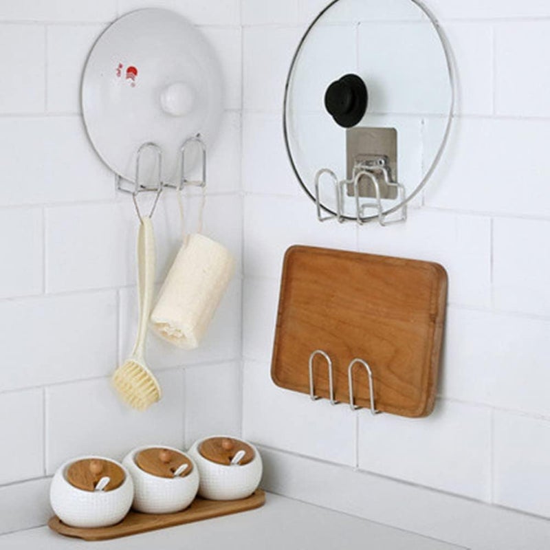COLBEX Wall Mount Pot Lid Holder,Stainless Steel Stainless Steel Pot Pan Lid Cover Cutting Board Holder, Pan Lid Organizer Pot Hangers for Kitchen,Bathroom, Cabinets (Double) - Image 5
