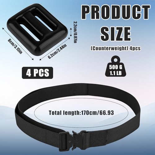 PEUTIER 4pcs Scuba Weights Belt, 0.5kg/1.1lb Scuba Diving Weight Belt Nylon Dive Belt with Metal Quick Release Buckle for Spear Fishing Free Diving - Image 2