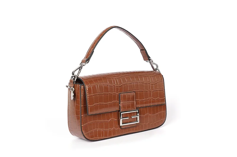 Cuple Croc-embossed, baguette-style purse