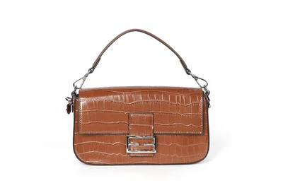 Cuple Croc-embossed, baguette-style purse