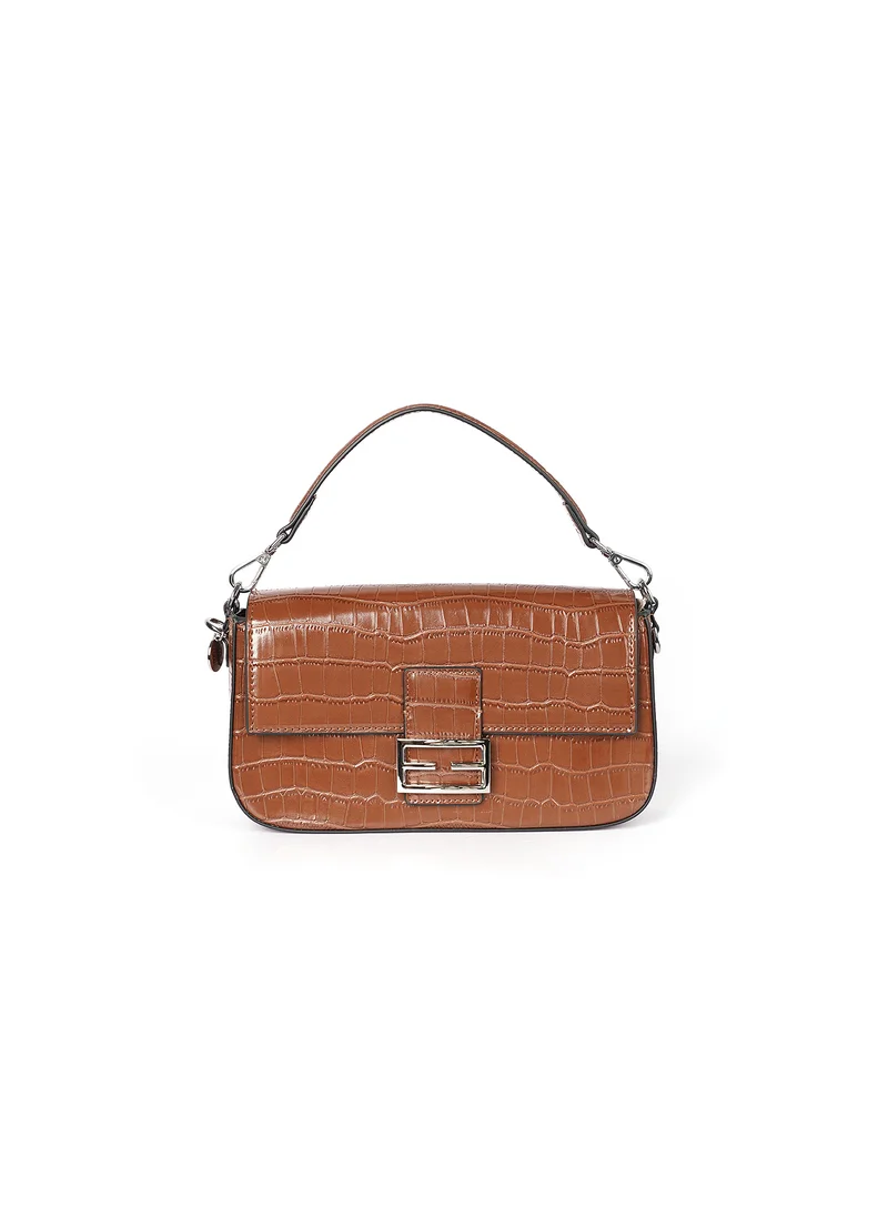 Cuple Croc-embossed, baguette-style purse