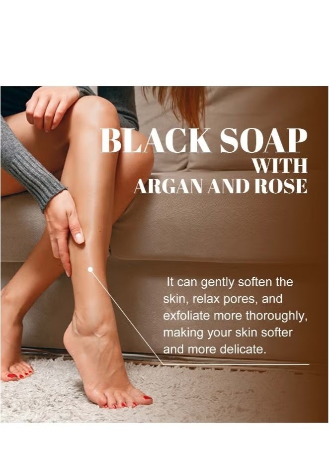 OceAura Morocco Black Beldi Soap, Black Soap with Argan and Rose,Morocco Body Scrub, Body Exfoliator Scrub, Moroccan Black Soap with Organic Argan, Beldi Soap, Black Moroccan Soap - Image 2