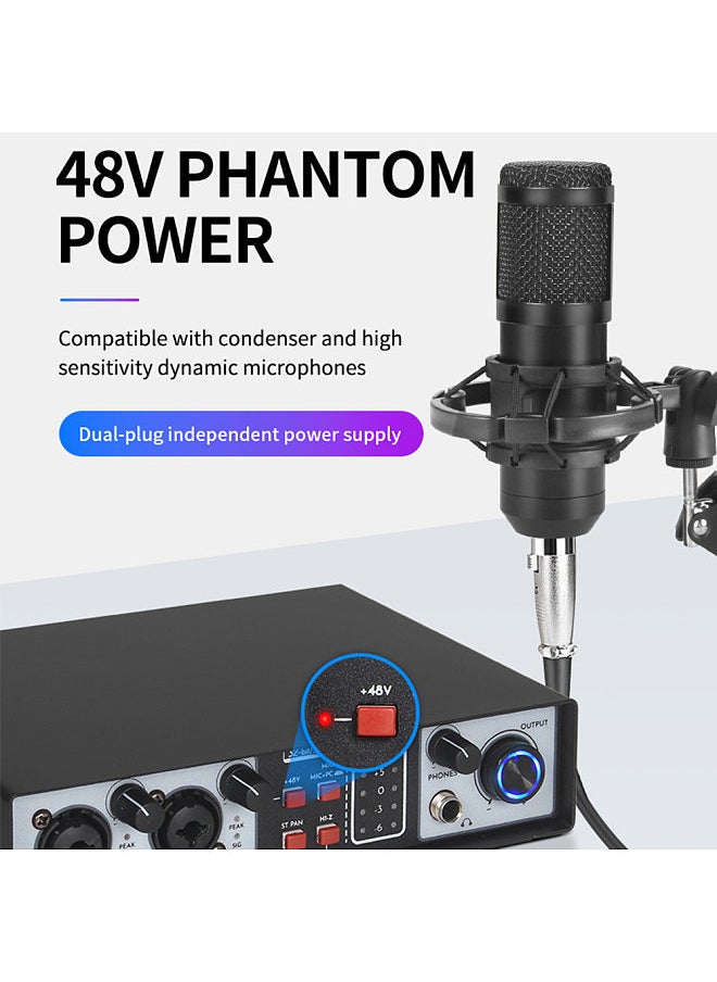Generic 2-in 2-out Mixer Recording Sound Card Mixing Console Track Separation External Sound Card Computer Recording Driver Free DJ Microphone Equipment 48V Phantom Power Supply  - Image 2
