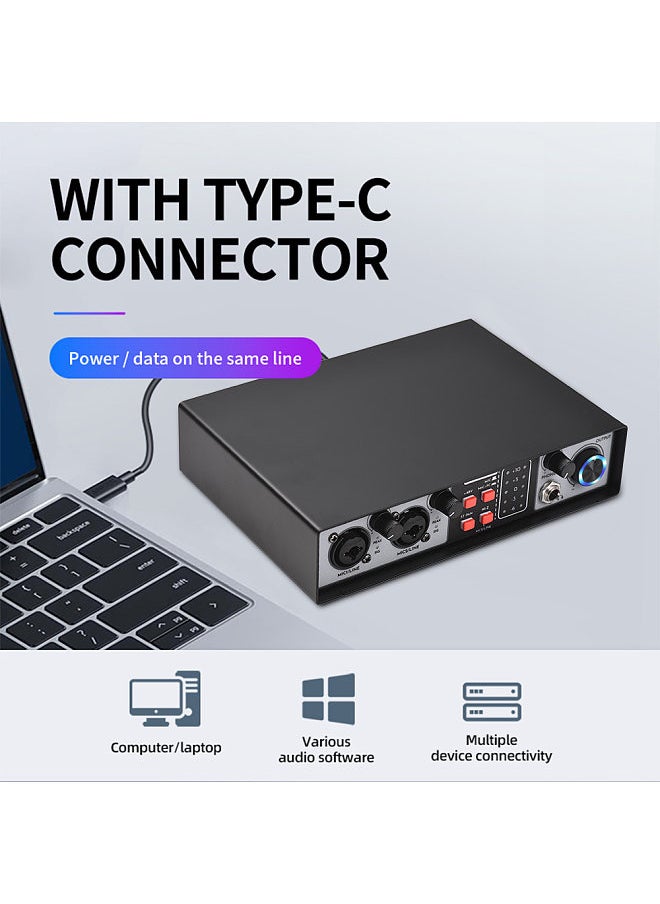Generic - 2-in 2-out Mixer Recording Sound Card Mixing Console Track Separation External Sound Card Computer Recording Driver Free DJ Microphone Equipment 48V Phantom Power Supply - Image 1