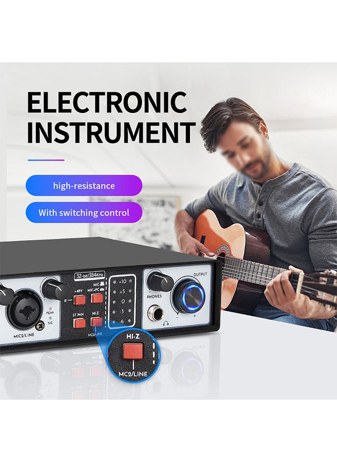 Generic 2-in 2-out Mixer Recording Sound Card Mixing Console Track Separation External Sound Card Computer Recording Driver Free DJ Microphone Equipment 48V Phantom Power Supply  - Image 4