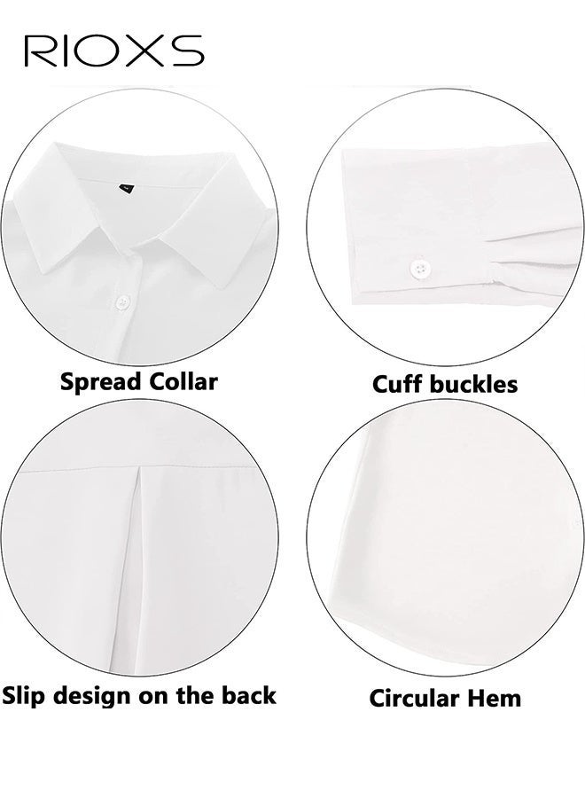 ريوكس القمصان النسائية، الزرار داون القميص الكلاسيكي، قمصان العمل الملونة ذات الأكمام الطويلة، بلوزة شيفون مريحة، القمصان غير الرسمية للأعمال، قمصان الأزياء للنساء يتطابقن مع الجينز الضيق الساقين الكعب العالي، السيدات القميص الأبيض للمواعدة مكتب الحياة اليومية - Image 3