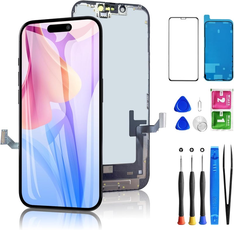 Diykitpl for iPhone 16e Screen Replacement 6.1 Inch, 3D Touch LCD Digitizer Screen for A3212, A3408, A3410, A3409 with Repair Tools Kit+Screen Protector+Waterproof Frame - Image 1