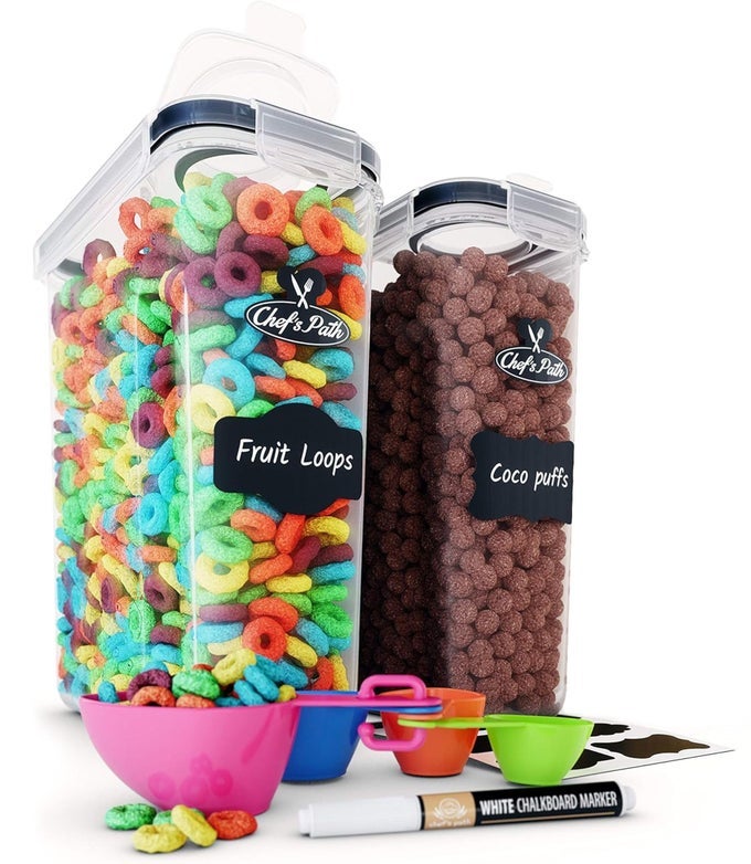 CHEFS PATH AIRTIGHT FOOD STORAGE CONTAINERS SET OF 2 6 LITERS FOR KITCHEN PANTRY BPA FREE FOR RICE CEREAL FLOUR SUGAR BULK FOOD STORAGE BIG CEREAL CONTAINER CEREAL CONTAINER STORAGE
