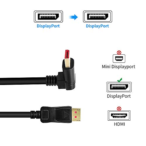 BolAAzuL 90 Degree Displayport 1.4 Adapter Cable, Right Angle Display Port Cable Upward Angled 8K/60Hz, 4K/144Hz 6ft/1.8m Male/Male High Speed for SSUPD Meshlicious/Vertical Mounted GPU - Image 5