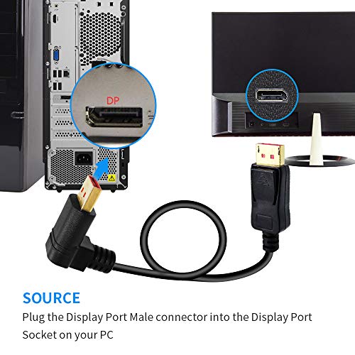 BolAAzuL 90 Degree Displayport 1.4 Adapter Cable, Right Angle Display Port Cable Upward Angled 8K/60Hz, 4K/144Hz 6ft/1.8m Male/Male High Speed for SSUPD Meshlicious/Vertical Mounted GPU - Image 2