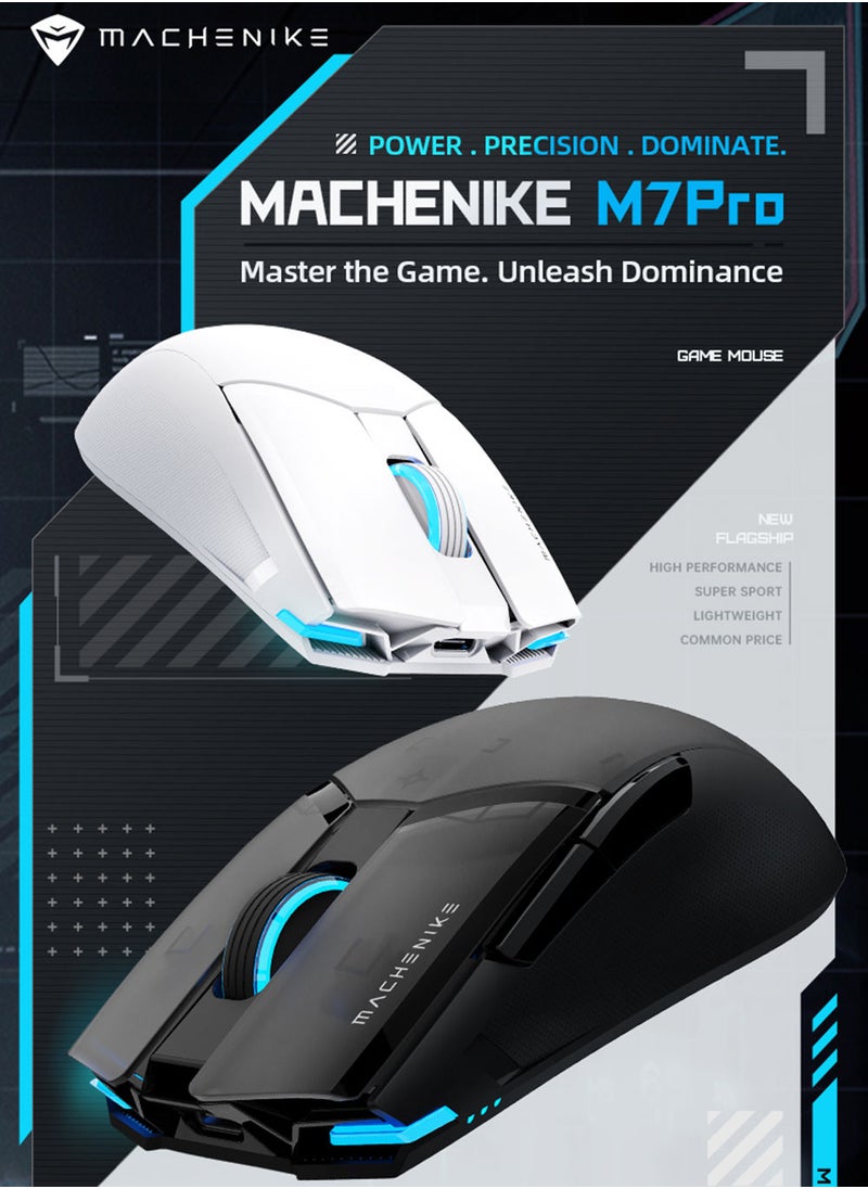 MACHENIKE - M7 PRO ماوس ألعاب لاسلكي قابل لإعادة الشحن، ماوس ألعاب مزدوج الوضع، 8000 ديسيبل متوحد الخواص، مكتب ألعاب خاص، فأرة كمبيوتر لأجهزة الكمبيوتر المحمول المكتبية - Image 1