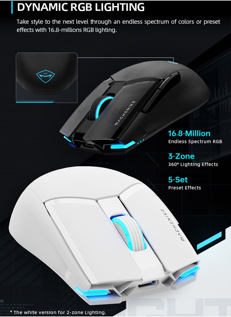 MACHENIKE - M7 PRO ماوس ألعاب لاسلكي قابل لإعادة الشحن، ماوس ألعاب مزدوج الوضع، 8000 ديسيبل متوحد الخواص، مكتب ألعاب خاص، فأرة كمبيوتر لأجهزة الكمبيوتر المحمول المكتبية - Image 1