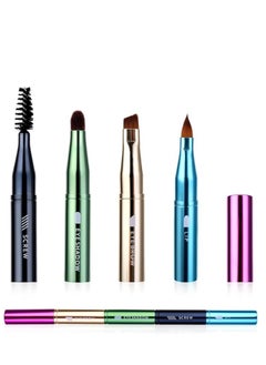 Generic 4 in 1 Makeup Brush Set, Portable Travel Size Make Up Brushes Detachable Eyeshadow Brush Eyebrow Brush Screw Brush Lip Brush for Foundation, Concealer, and Powder Liquid (Multicolor)  - Image 1