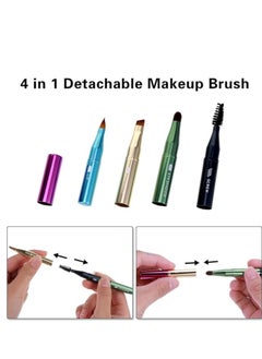 Generic 4 in 1 Makeup Brush Set, Portable Travel Size Make Up Brushes Detachable Eyeshadow Brush Eyebrow Brush Screw Brush Lip Brush for Foundation, Concealer, and Powder Liquid (Multicolor)  - Image 4