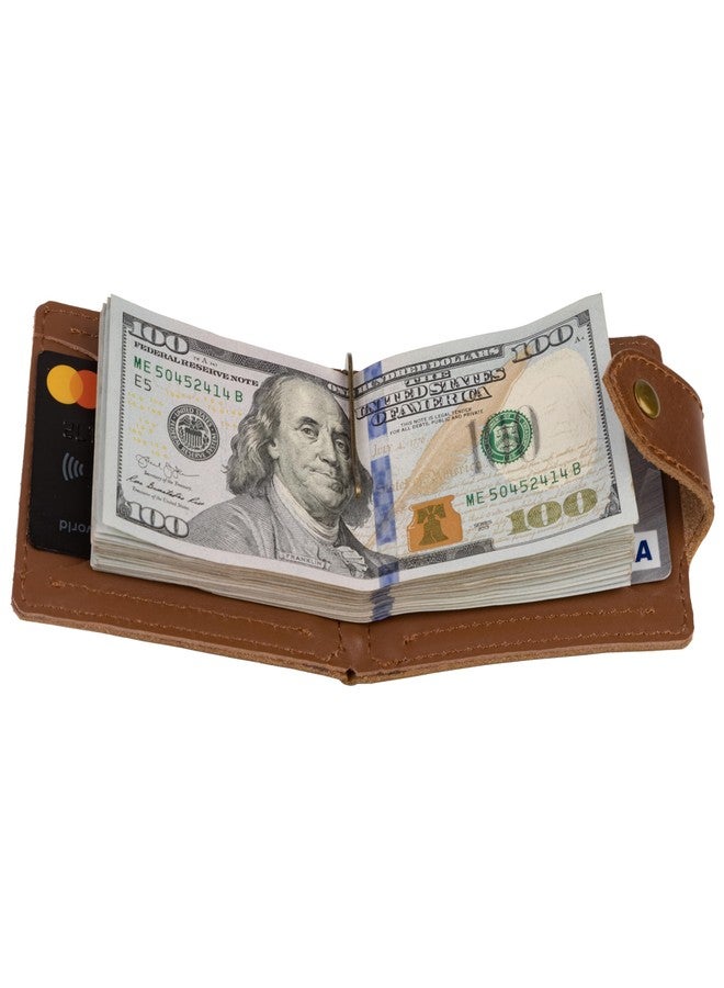 GE MARK Mens Leather Wallet with Money Clip - ID Window or Coin Pocket - Slim Bifold RFID Blocking - Genuine Thin Minimalist - Gift Idea (Brown2) - Image 4