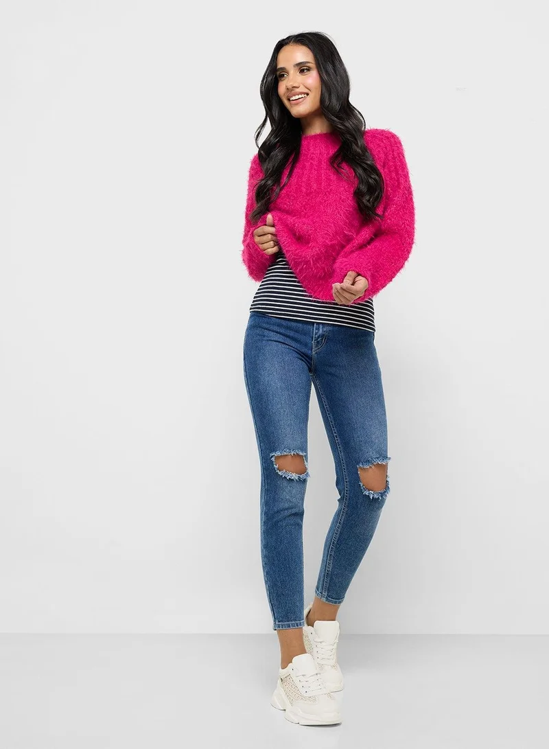 Distressed High Rise Skinny Jeans