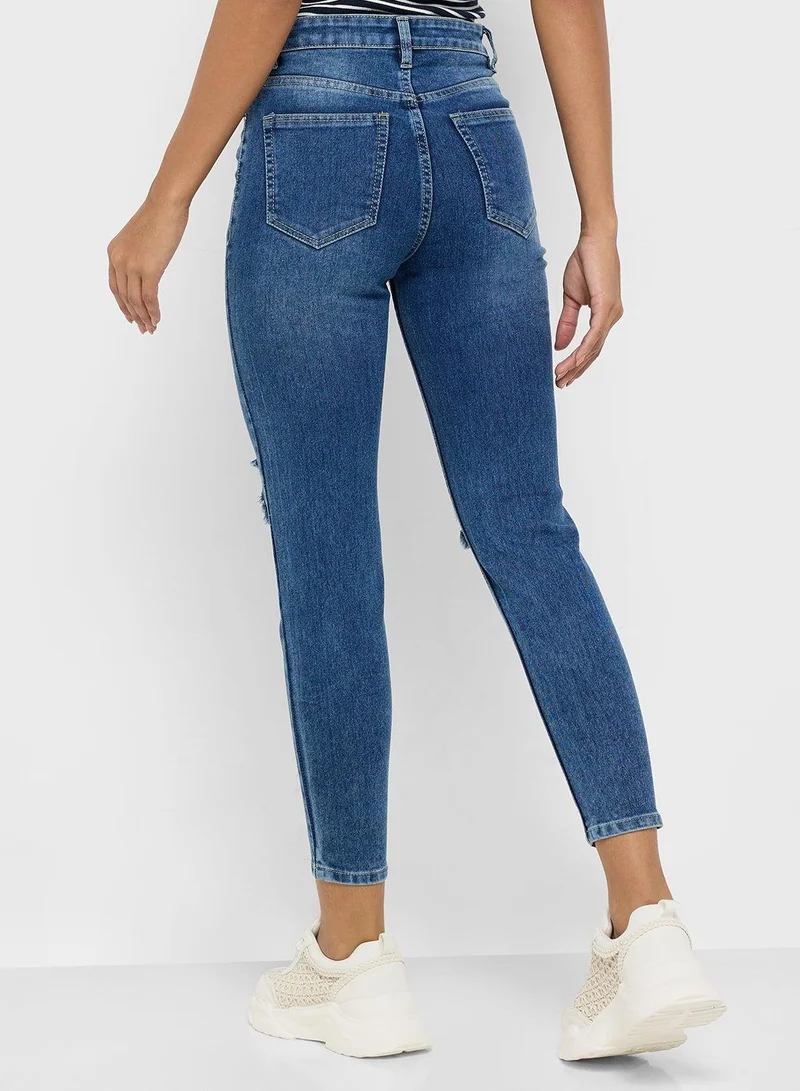Ginger  Distressed High Rise Skinny Jeans for Women | Best Price UAE