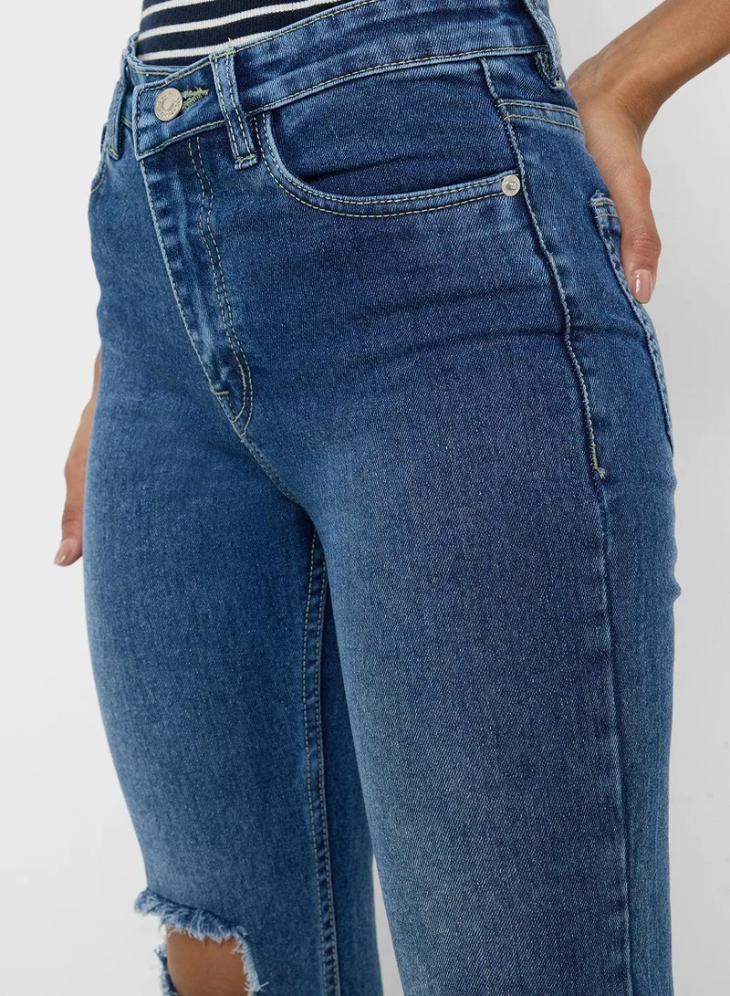 Ginger  Distressed High Rise Skinny Jeans for Women | Best Price UAE