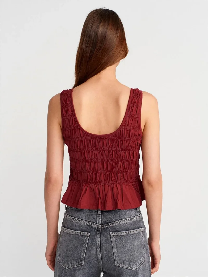 ديلفين DILVIN Textured Cotton-modal Crop Cami Blouse
