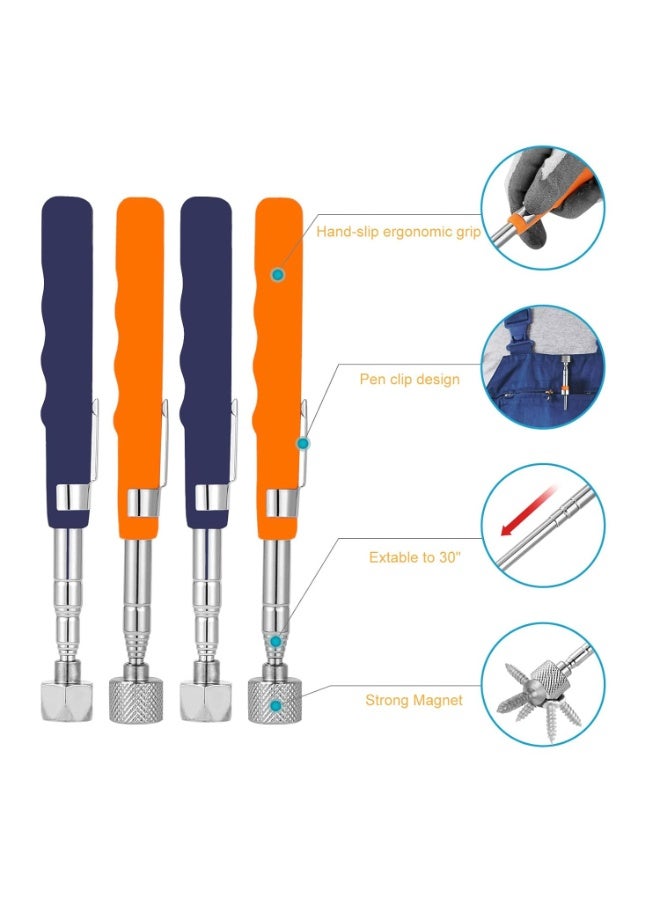 2PCS التلسكوب أداة التقاط المغناطيسية مجموعة سحب قوة 20 رطل ، غير انزلاق طويل قابل للتوسع ، واسترداد عصا مغناطيسية قوية التلسكوبية لأدوات معدنية صغيرة تمتد ، من 185-720 مم / 7 إلى 30 بوصة - Image 3