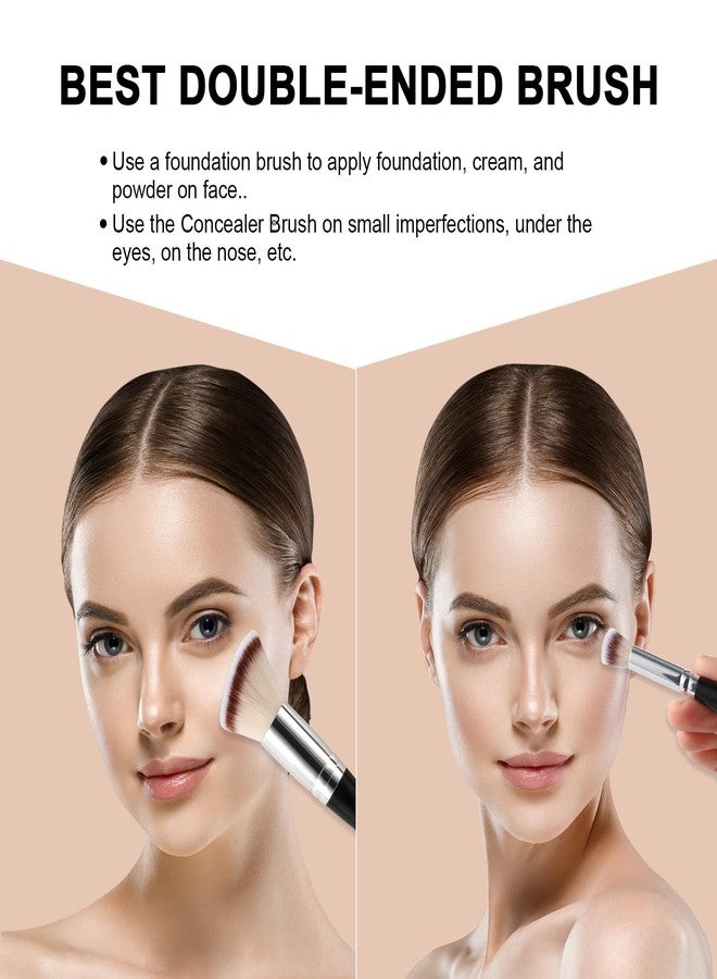 BEAUTYFACTOR Dual-Ended Foundation & Concealer Brush, 2 in 1 Flat/Angled Top Kabuki Brush for Makeup Flawless Blending and Application of Liquid, Powder, Cream, BB Cream - Image 5
